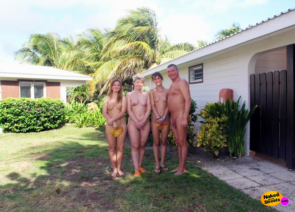 Complete family posing naked