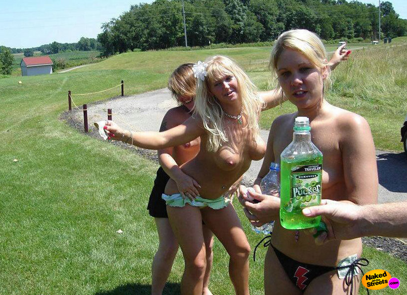 3 Nude girls try to blame it on the alcohol