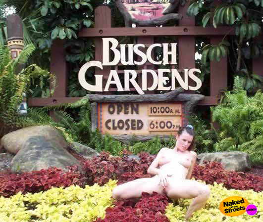 Kinky girl shows her snatch at Busch Gardens 