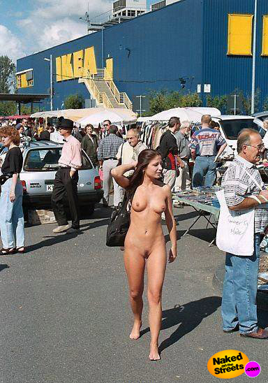 Hot girl shops naked at the Ikea