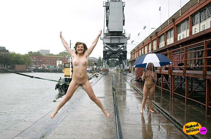 This girl seems to be very happy to be naked