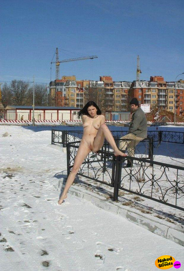 Crazy teen slut in an Eastern European city shows off her body in public