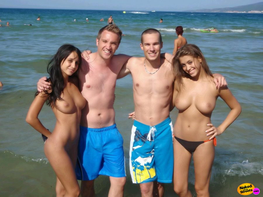 Two lucky dudes hang out with the hottest girls ever