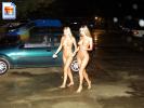 2 Smoking hot babes take a walk around through town naked at night