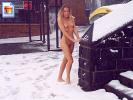 Blonde girl decides wintertime is the best time to pose nude
