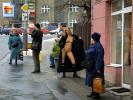 Very hot blonde chick at a bus stop showing her naked sexy body