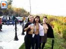 Three Latina chicks show off their titties in public