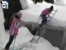 Lesbian girls playing with dildos in the snow