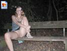 Shy blonde slut shows her snatch in the park at night