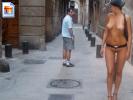Hot nude tourist walking around a European city fully nude