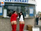 2 Hot girls show off their asses in public