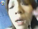 Asian teen girl in a train gets multiple facial cumshots