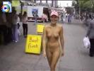 Sexy blonde teen walks around naked on the streets