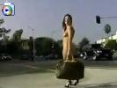 Naked girl tries to hitch a ride