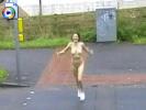 Crazy British amateur slut crosses the street fully nude