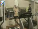 Crazy chick keeps showing her tits to other people in the gym