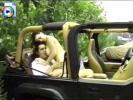 Wild horny amateur couple fucking outside in the back of their jeep