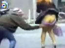 Asian asshole dude tears down girl's underwear on the street