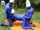 Crazy video of an all out Smurf gang bang in the woods!