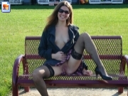 Crazy girl spreads legs in public
