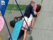 Wasted couple fuck on children's playground