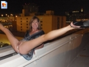 Mature creampie on hotel roof top