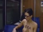 Naked girl taking the subway in name of art