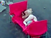 Crazy couple fuck in bed alongside the road