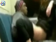 Slutty girl fucks random black hobo on train