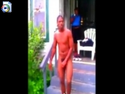 Naked thief humiliated at gun point