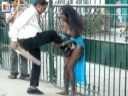 Naked woman violently attacked in the streets