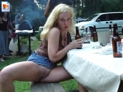 Drunk chick flashing at BBQ