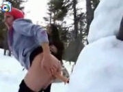 College girl fucking a snow man for money