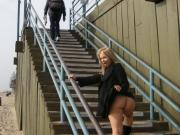 Cheeky blonde has fun showing off her juicy pussy downtown (Galleries)