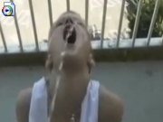 Piss sex on the balcony