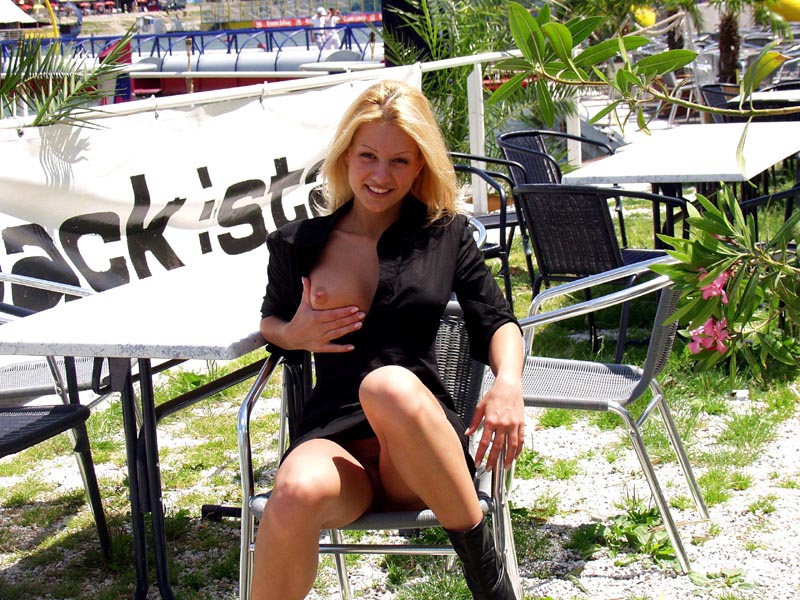 Sexy blonde college girl walks around with no clothes on