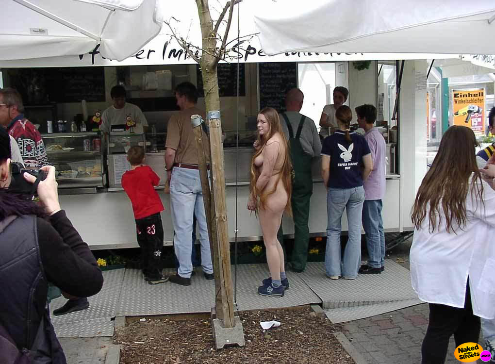 Ugly fat chick ordering some food totally nude