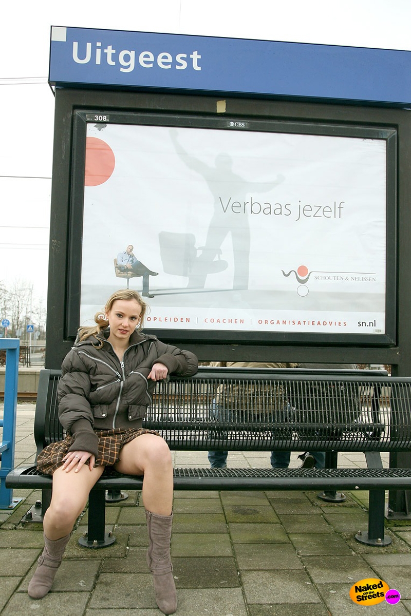 Shy teen goes naked on the train to earn some extra money