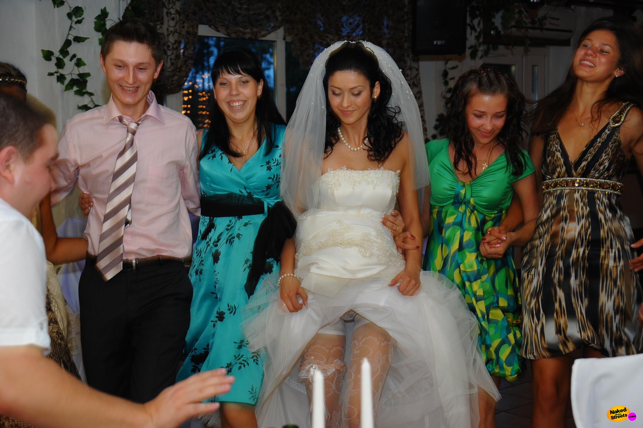 Slutty bride lifts up her skirt a bit too high