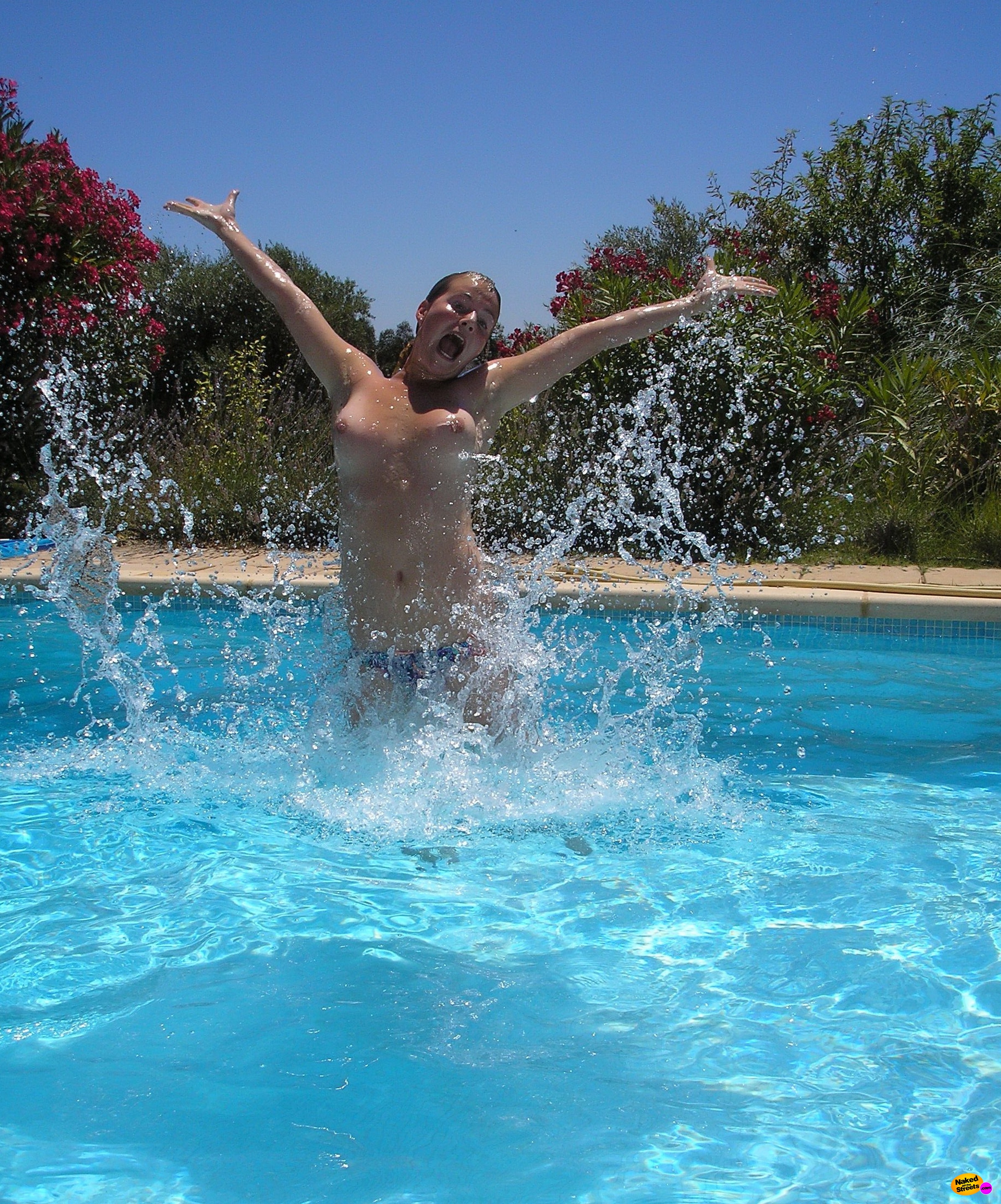 Hot girls cooling down in the pool