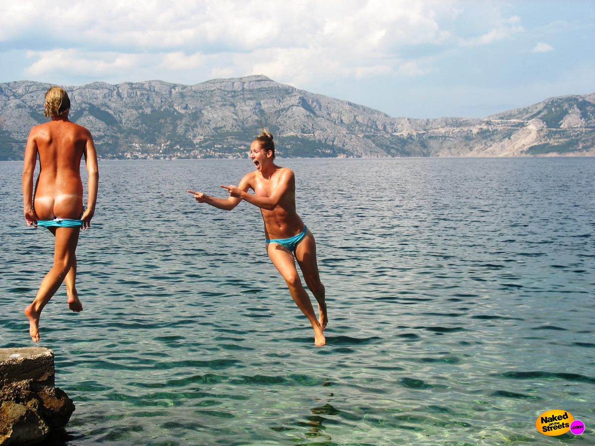 Naked fun in the sea