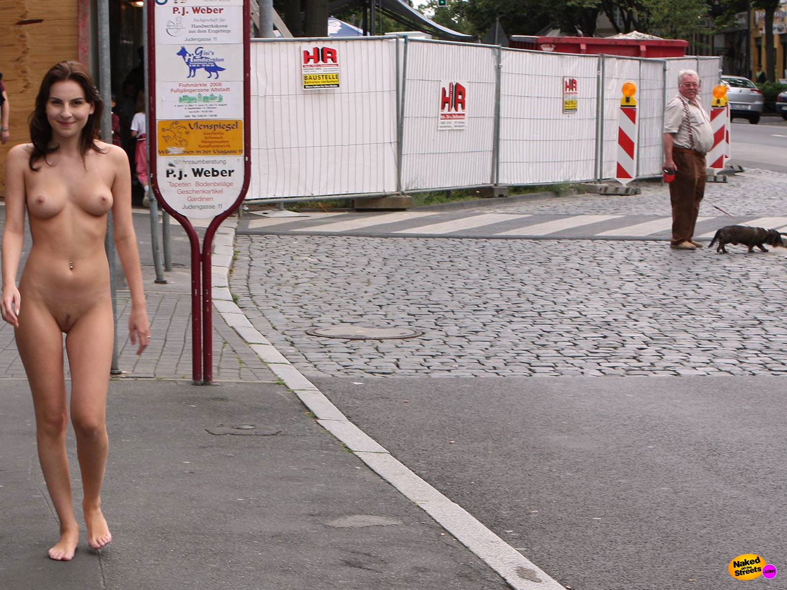 Hot brunettes naked in public