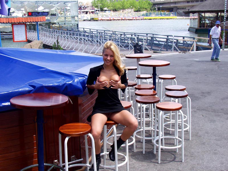 Sexy blonde college girl walks around with no clothes on