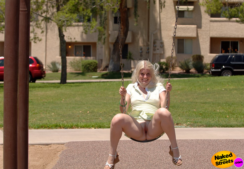 Blonde Chick On A Swing Flashing Her Pussy I Wouldn T Mind Joining