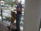 Hot young amateur blows her boyfriend right near a busy street