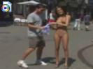 Sexy hottie gets naked in public