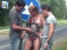 Horny slut fucked on a public street