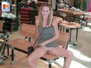 Laughing girl shows off her snatch in public