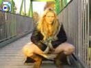 Crazy wild amateur fingers her snatch on a bridge