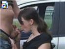 German teen whore sucks cock in public